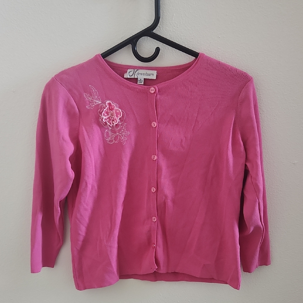 Dressbarn Vibrant Pink Floral Button Top